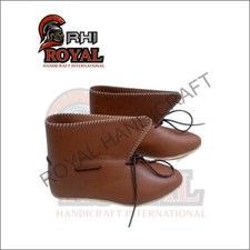 Medieval leather boots Renaissance lace-up boots Historical leather footwear