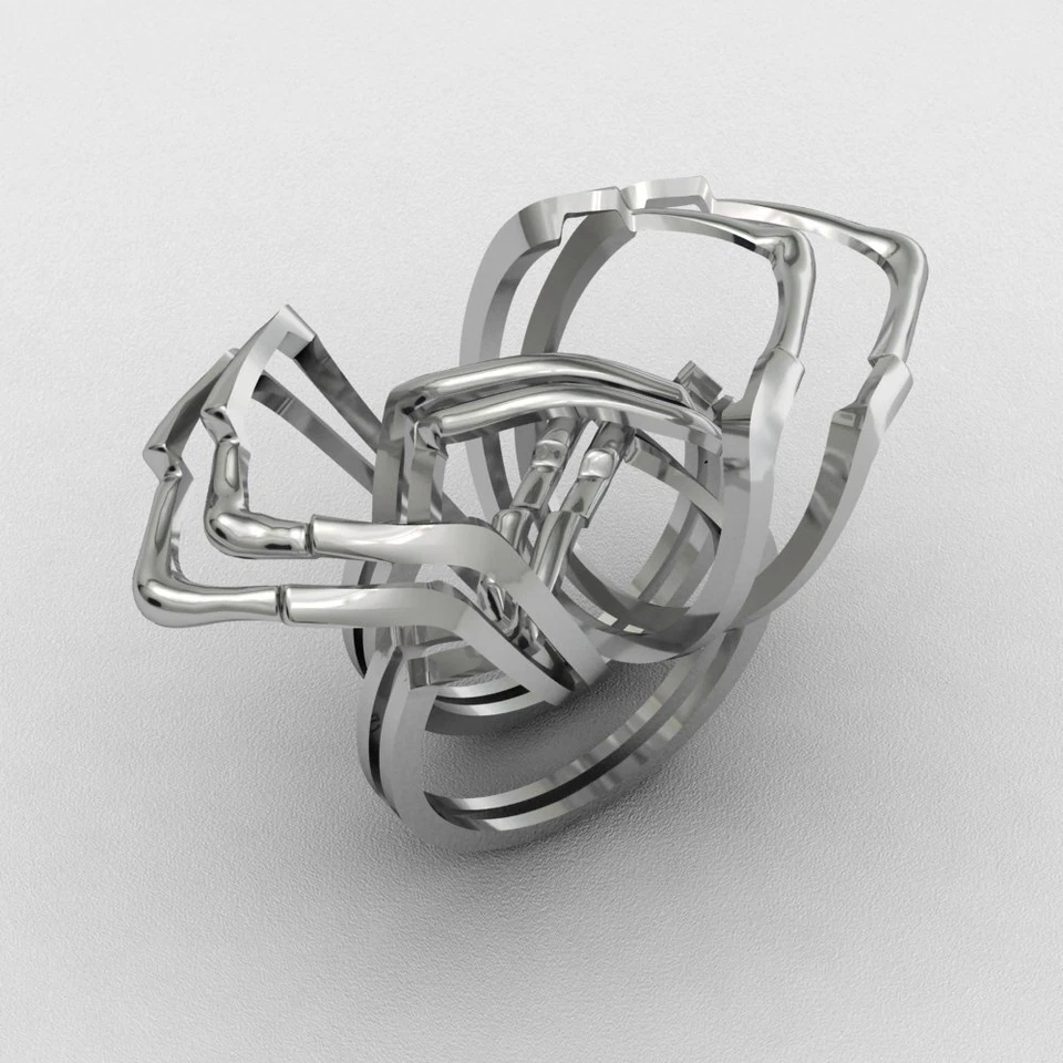 Anel de quebra-cabeça Criss cruz prata 925 feito à mão 8 bandas quebra-cabeça turco clássico - Imagem 2 de 4