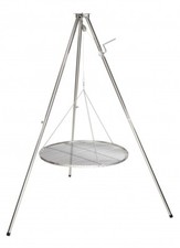 Edelstahl - Dreibein Schwenker Grillgestell mit Kurbel Hacken & Wirbel ohne Rost