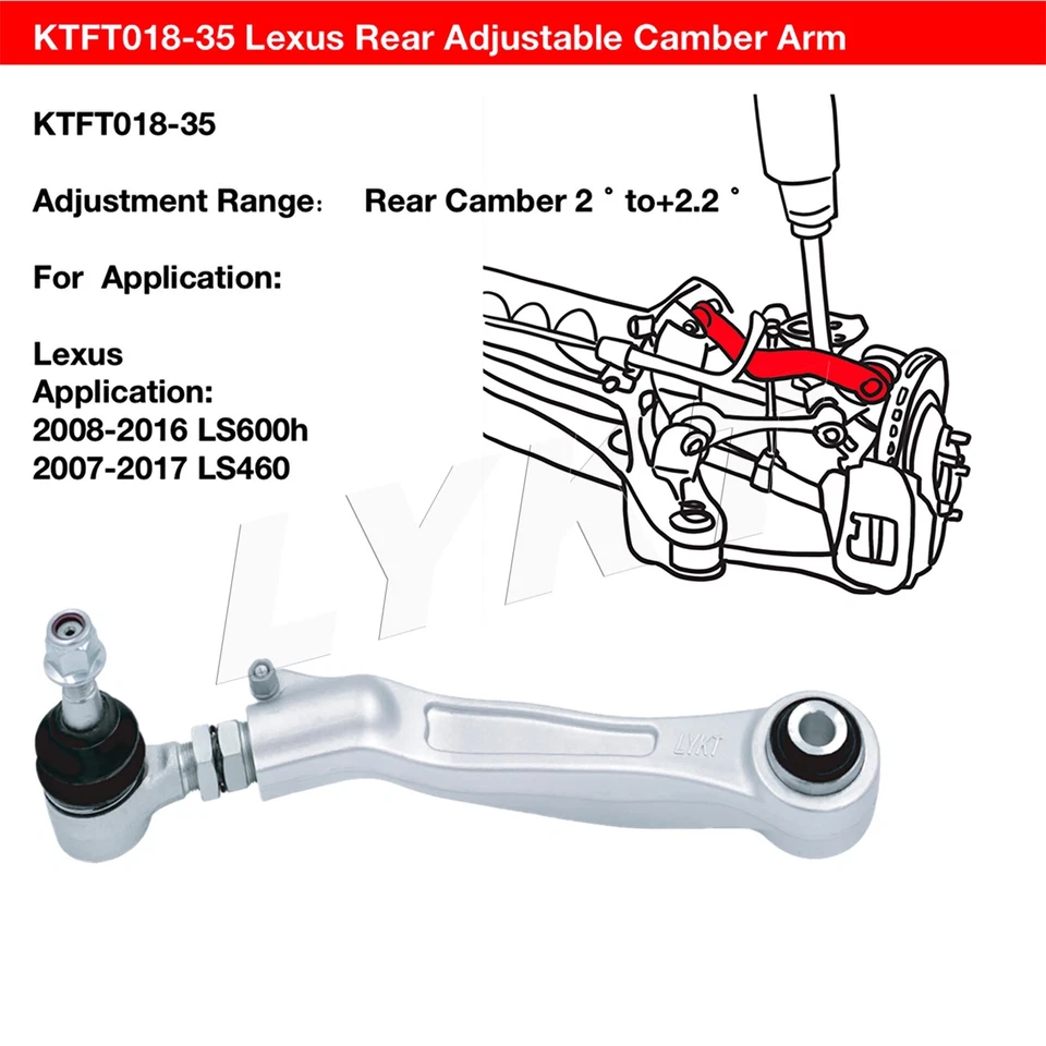 LYKT 2pcs Rear Adjustable Camber Control Arms for Lexus LS460 07-17、LS600h 08-16 Foto 2 de 4