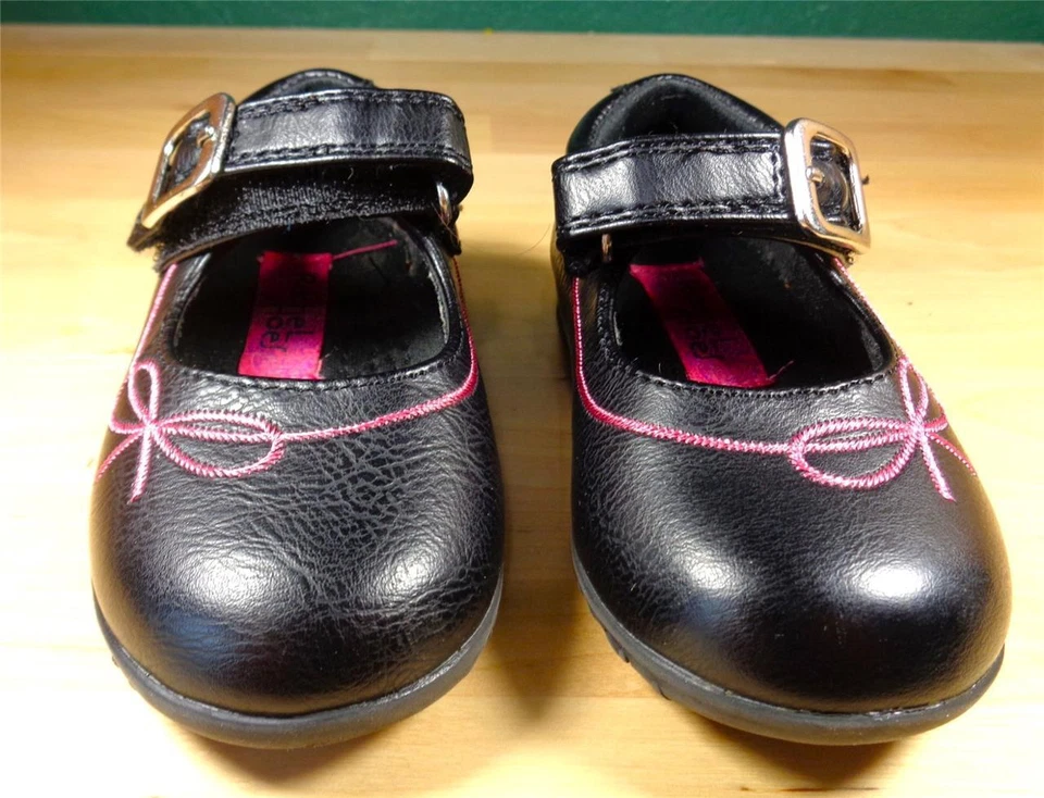 ZAPATOS RACHEL ZAPATOS DE VESTIR DE CUERO NEGRO Y ROSA PARA NIÑOS PEQUEÑOS BEBÉS NIÑAS TALLA 5 Foto 3 de 4