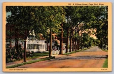 Postcard Cape Cod MA A Village Street 1940