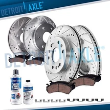 Front Rear Drilled Rotors Brake Pads for Chevy GMC Silverado Sierra 1500 Yukon
