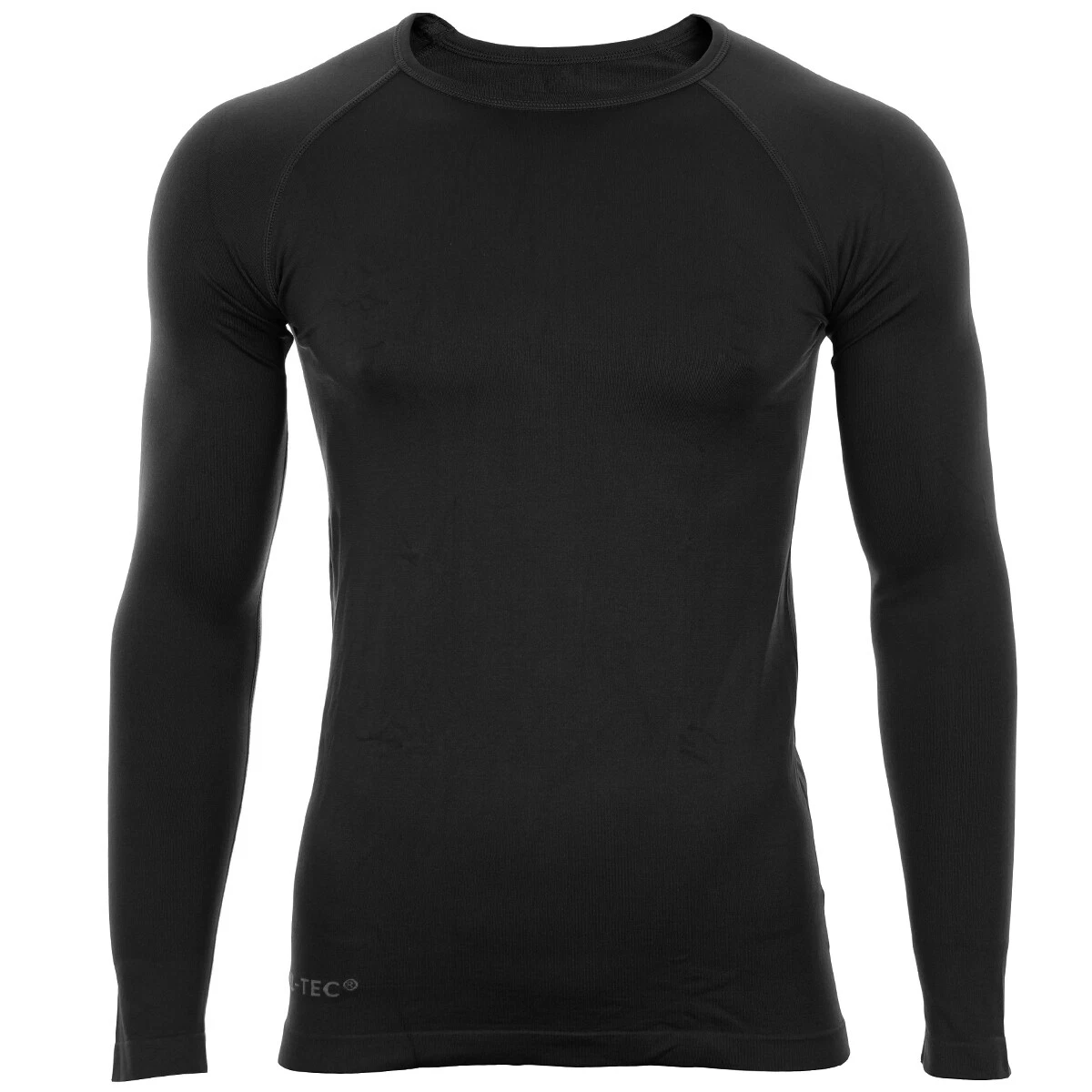 Black Long-Sleeve Sports T-Shirt - Training Base Layer Exercise Army New