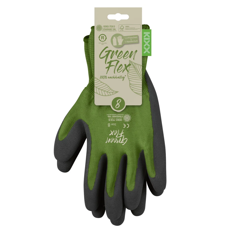 KIXX Green Flex Handschuhe für die Gartenarbeit - Grün/Dunkelgrün - Nylon 