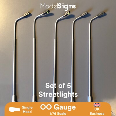 UK 5x gebogener Arm LED Straßenbeleuchtung Lampe Post OO HO für Hornby SLCUR Modellschilder