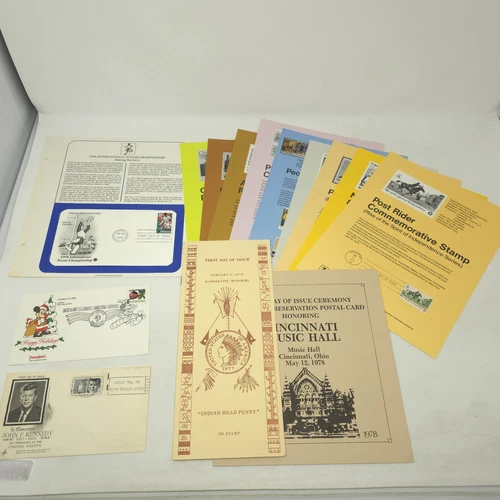 Lot of 14 1960-90s US Stamps Collection of First Day of Issue Stamps & Bulletins