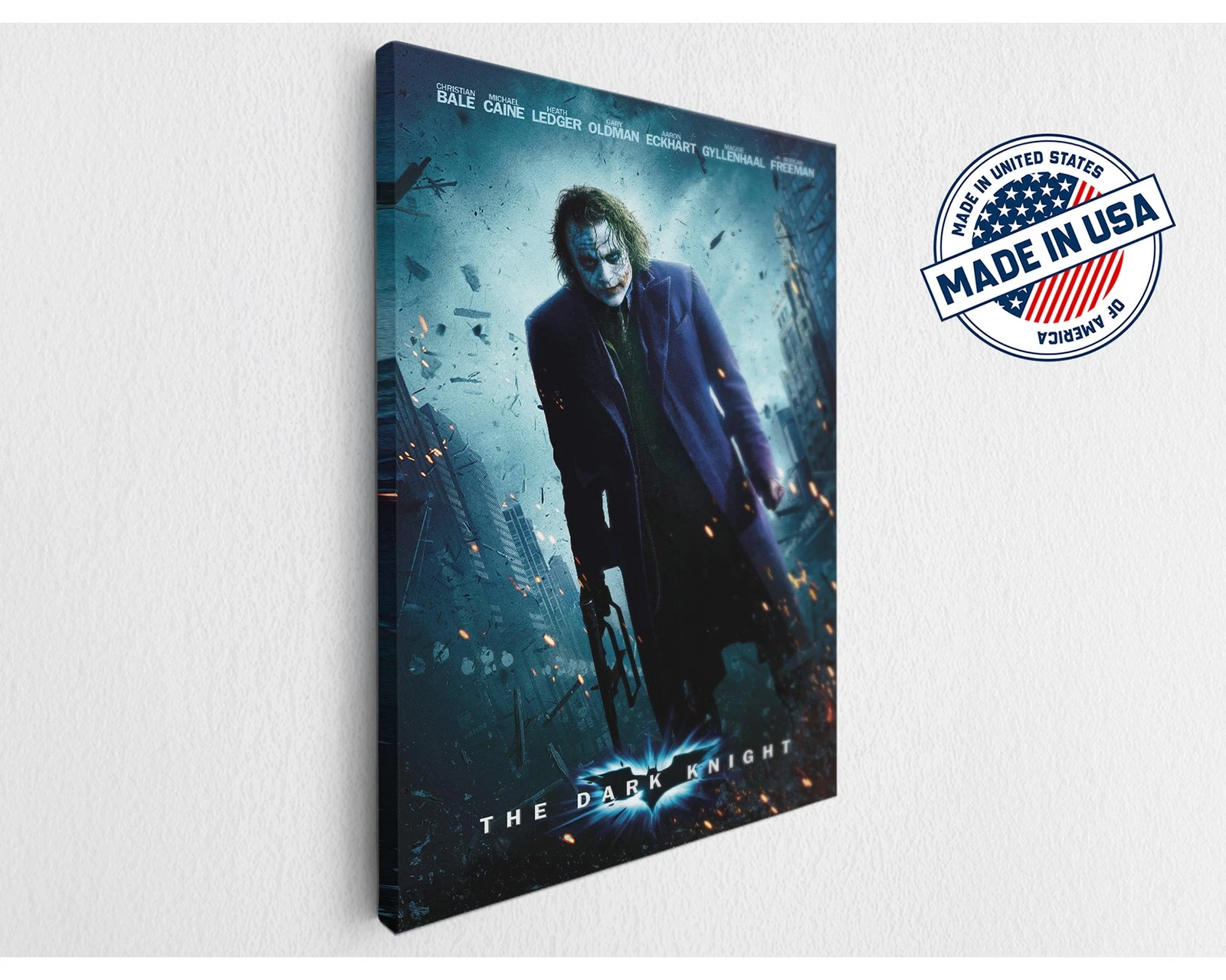 Joker Canvas Print Dark Knight Heath Ledger Movie Poster Wall Art