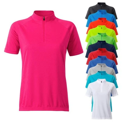 JAMES & NICHOLSON Damen Basic Radtrikot, Bikeshirt, Fahrradtrikot, 11 Farben,halber Reißverschluß