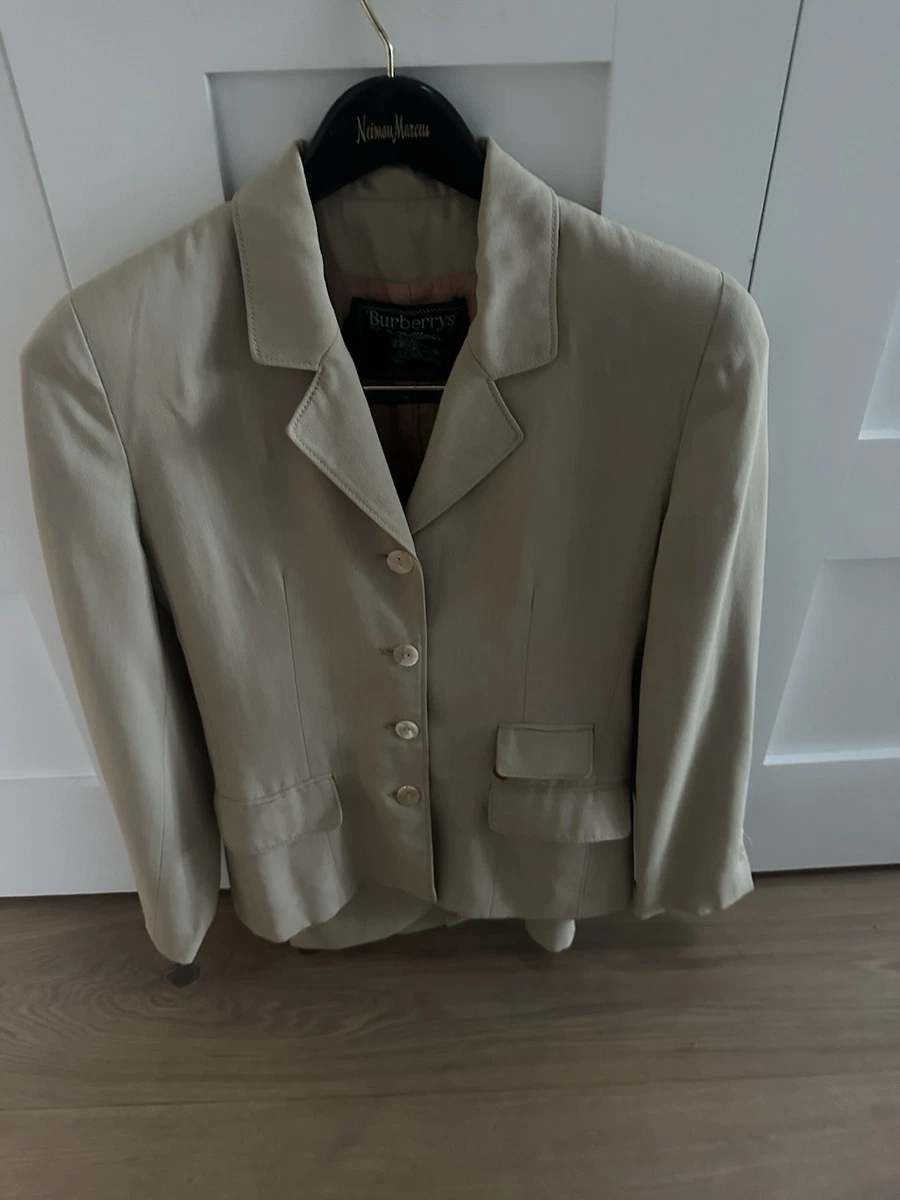 Traje falda vintage raro para mujer Burberry talla 6 detalles de cuero