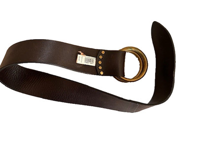 Polo Ralph Lauren Leather Belt Sz S Vtg Brown 2.5'' W 2 Brass Rings #2220043-208