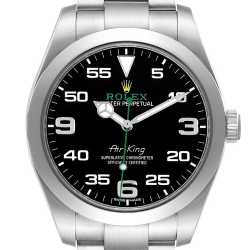 Rolex Air King 40 Steel Black Dial Green Hand Mens Watch 116900 Box Card