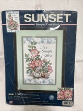 Sunset SIMPLE GIFTS Stamped Cross Stitch Kit 13127 Dimensions 2001 Sealed
