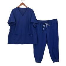 FIGS Scrubs Set Womens 4X / 4XLP Blue Shirt Jogger Pants W442