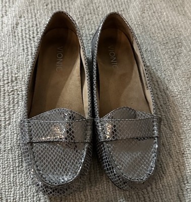 Vionic Chill Larrun loafer in metallic snake-print leather