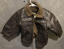 Hawke  Co Bomber Jacket Brown Faux Leather Sherpa Lined Pockets Boys Size 4T