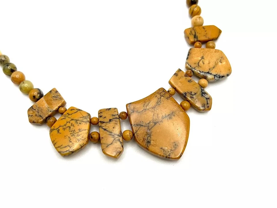 Collar babero Jay King plata esterlina amarillo musgo ópalo cuentas 18" Foto 3 de 4