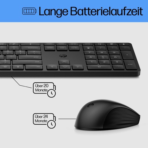 HP 650 Wireless-Tastatur und -Maus, Volle Größe (100%), RF Wireless, Membran Key - Bild 5 von 9