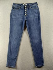 KanCan Women's Jeans Size 13/30 Blue Button Fly Stretch Straight High Rise Denim