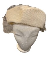 Vintage Ladies Beige Hat With Veil -hole In Veil Could Be Disguised I Think