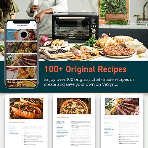 13-in-1 Air Fryer Toaster Oven Combo 32Qt with Smart App Control in Black Stainless Steel