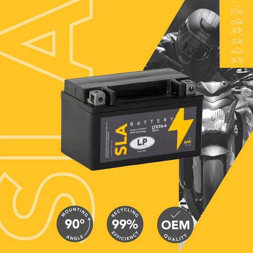 Motorbike LTX7A-4 SLA LP Battery 12V, 6Ah, 105CCA Fits Znen ZN 50 QT-15A 2011- - Picture 3 of 13