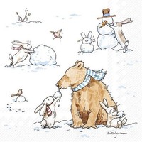 20 Servietten Snow Friends BäR Hasen Tiere Schneemann Spielen Schnee 33X33Cm