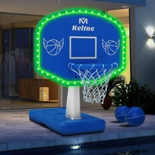 LED Pool Basketball Hoop, Solar Powered Poolside Basketball Hoop for Pool wit...