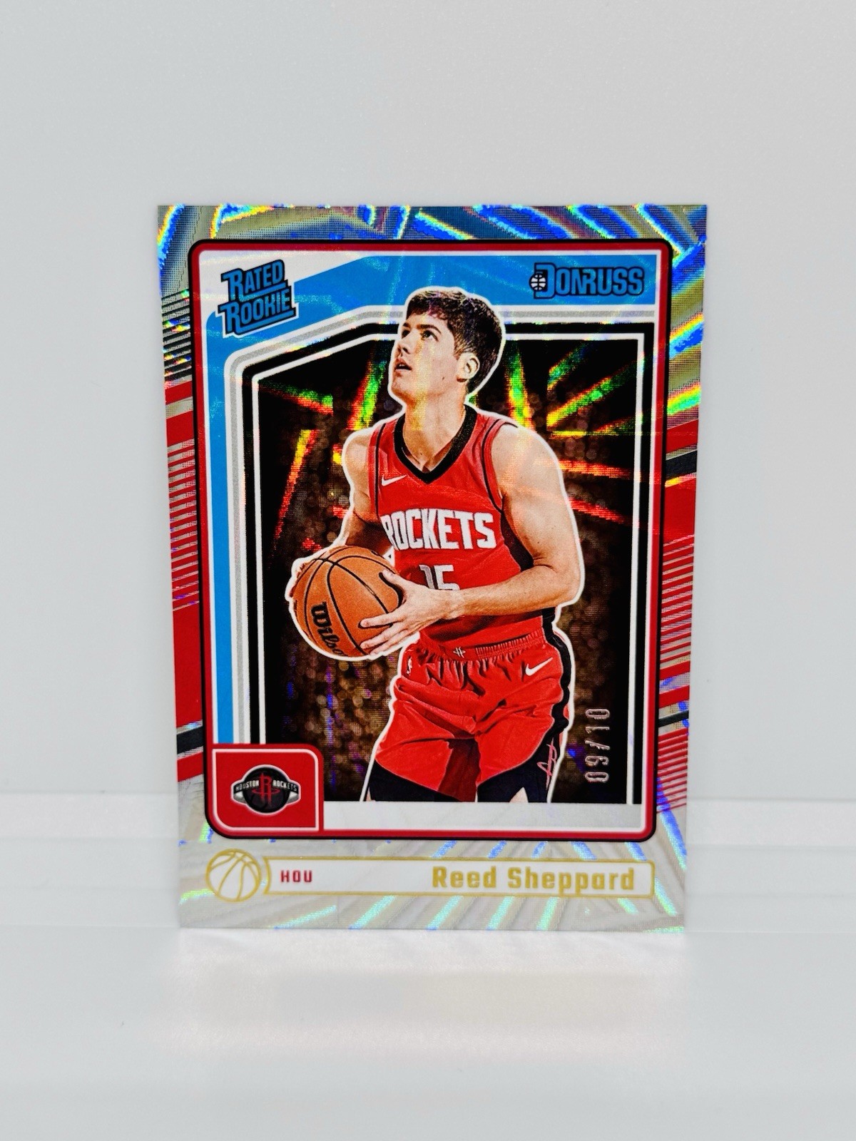 2024-25 Donruss REED SHEPPARD Rookie Gold Wedges /10 Rockets RC #202