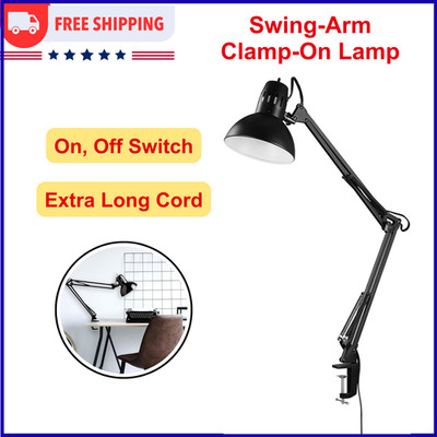 Electric 12641 Architect 32'' Swing-Arm Clamp-On Lamp, Black Architect, Finish
