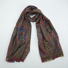 Vintage ETRO Milano Paisley 70 Wool 30 Silk Shawl Scarf Long Size 63"X26" R03