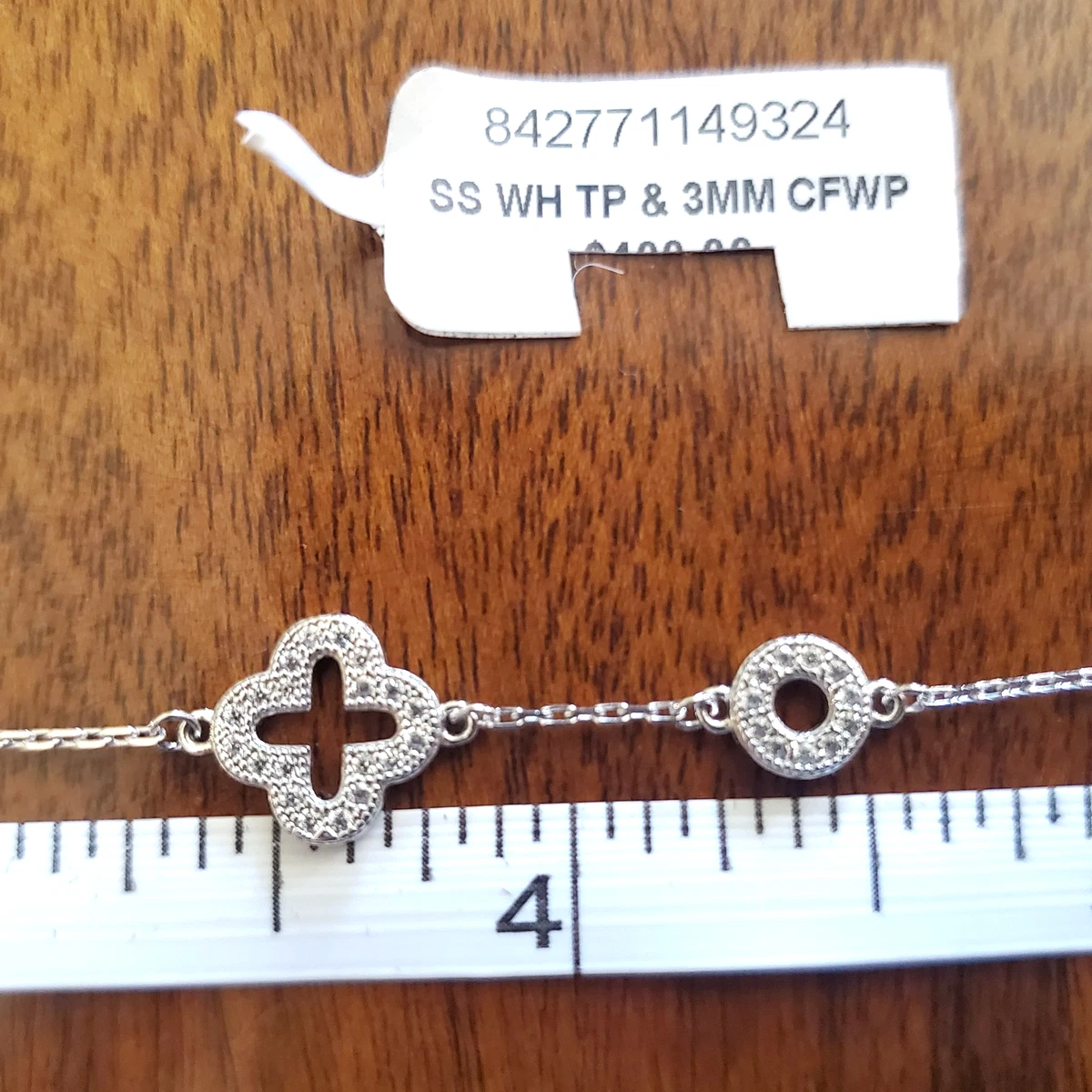 Sterling Silber Suzy Levian Kleeblatt und Kreise Armband
