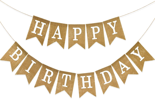 Happy Birthday Girlande Leinen, Vintage Geburtstag Wimpelkette, Happy Birthday W-image