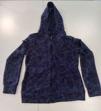 Danskin Now Womens Lightweight Hoodie Sz S 4-6 Full Zip Blue Floral Pocket