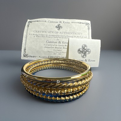 Cameron Kross JBK Jacqueline Kennedy Gold Tone CZ 4 Piece Bangle Bracelet Set