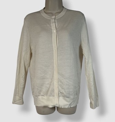 Neiman Marcus Women's Ivory Cashmere Cardigan Sweater Size L