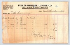 California Lodi Fuller Meissner Lumber 1911 Billhead Receipt 8" x 5"