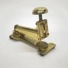 Vintage 1970s Aceliner Ace Liner Desktop Brass Stapler Tested Works