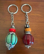 Set of 2 Beaded Key Chain Set Multicolor Metal Glass