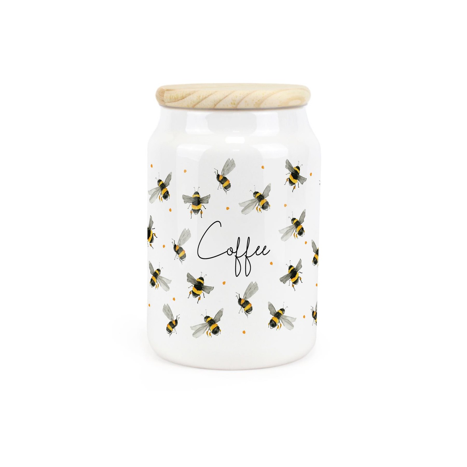 Ceramic Tapered Scattered Bees Canister - Coffee Storage Container Gift