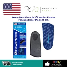 PowerStep Pinnacle 3/4 Insoles Plantar Fasciitis Relief Men's 11-11.5