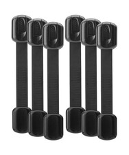 6 Pack, Child Safety Strap Locks, Baby Proof Cabinet, Drawer, Toilet - Black