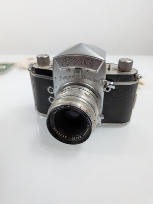 Vintage Ihagee EXA 35mm SLR Camera Carl Zeiss Jena Tessar 50mm f2.8 Lens w/ Box