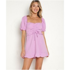 Show Me Your Mumu Sophie Mini Dress Bright Lilac Size S Cotton Gauze