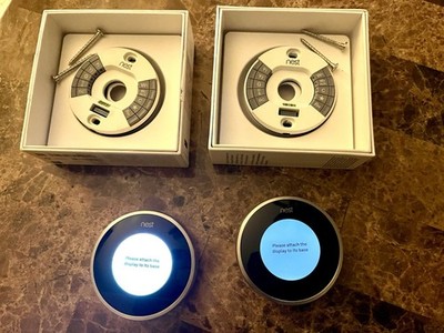 PAIR (2) Google Nest 2nd Gen Thermostat Stainless Steel Used Great Condition