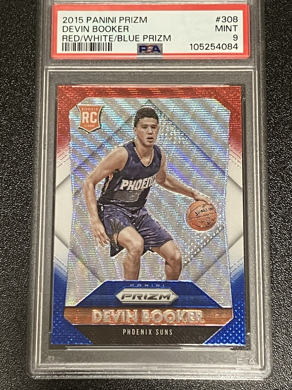 2015 Panini Prizm Devin Booker #308 Red White Blue PSA 9 Mint RC Rookie