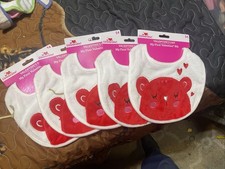  5 Valentine's Day -Christmas  Pack Baby Bib, Bear, Hearts, Red  White VIBS  