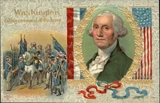 GEORGE WASHINGTON American Flag Revolution PATRIOTIC Postcard