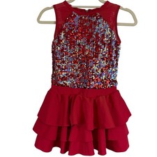 Weissman Red Dance Took The Night 13138 Red Sequin Girls Costume Tap Jazz XL C
