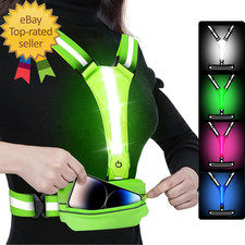 LED Reflective Light up Safety Running Vest for Biking Walking at Night High